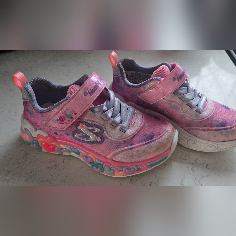 Sketchers Hearts Light Up Kids Pink and Purple Sneaker